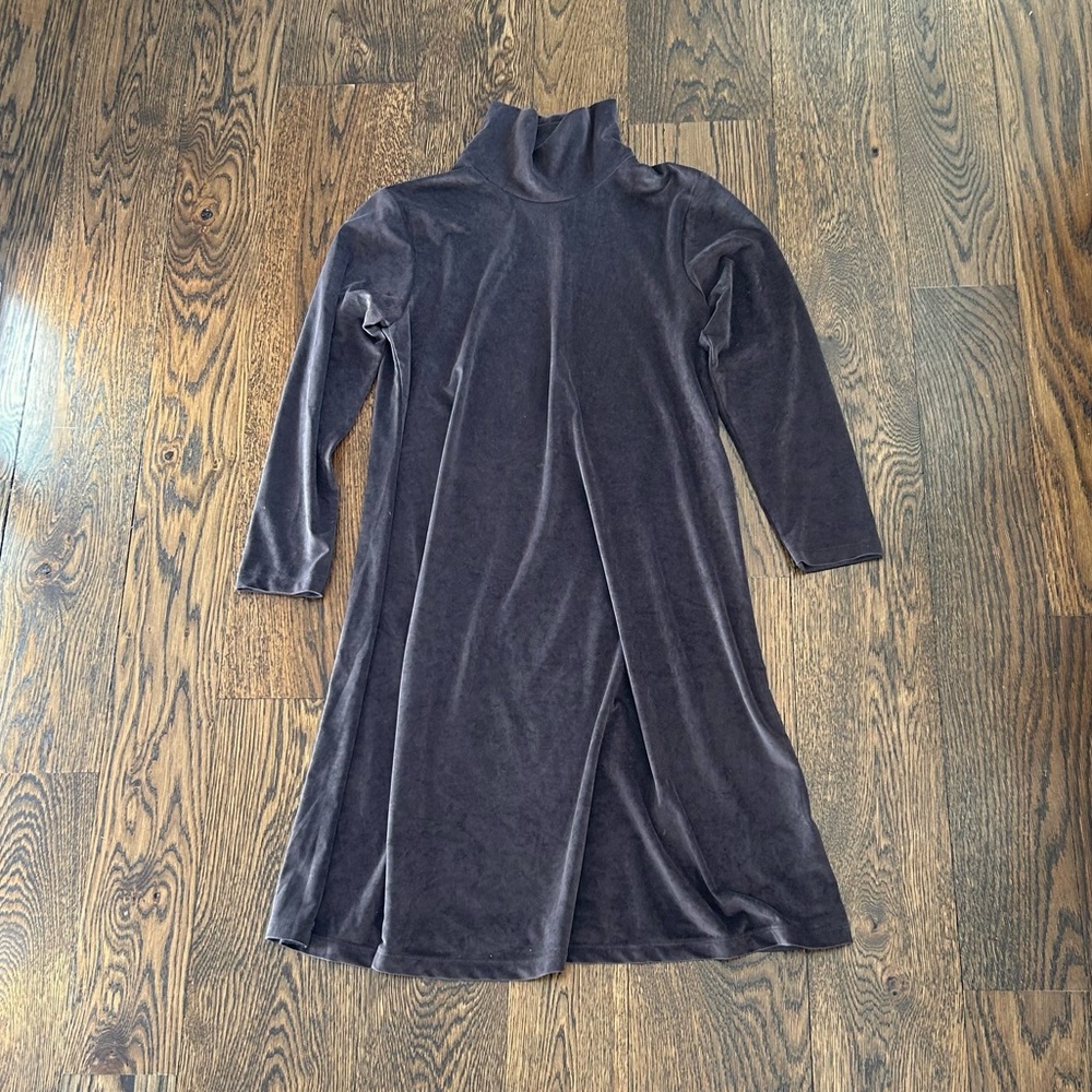 James Perse Dark Gray Velvet Turtleneck Dress